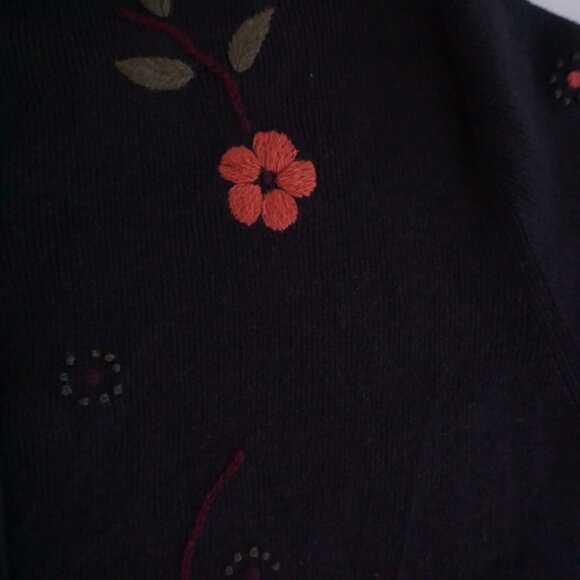 Coldwater Creek Black Cotton Embroidered Floral Jacket Cabincore Boho XL - Picture 10 of 11